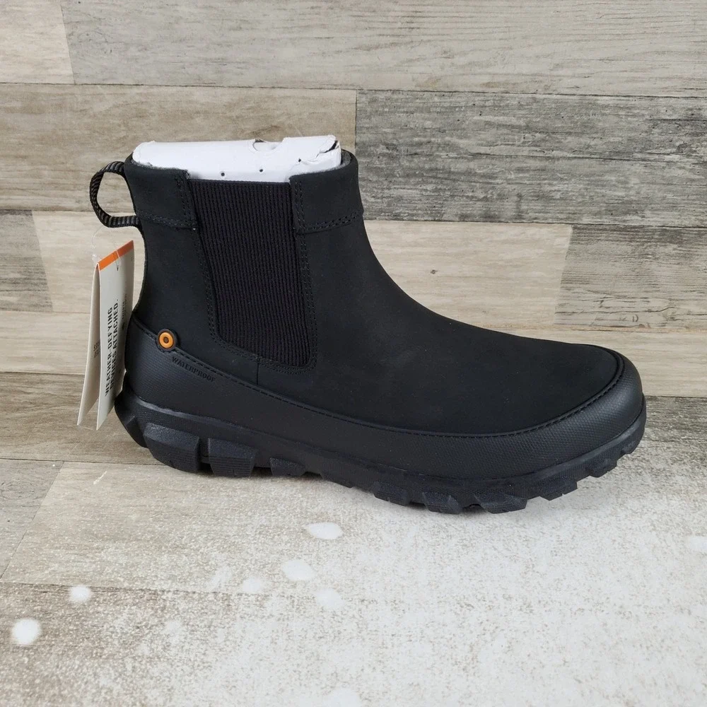 Bogs Cedar Womens Chelsea Boots Sz 10 Comfort Black Leather Waterproof Round Toe